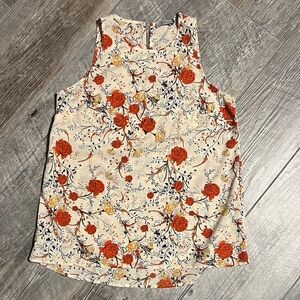 Dalia Floral Tank Top - Cream, Red, and Gold